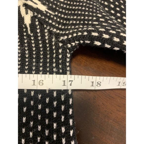J. Crew M Black White Fair Isle Merino Wool Pullover Sweater Winter - Picture 5 of 8